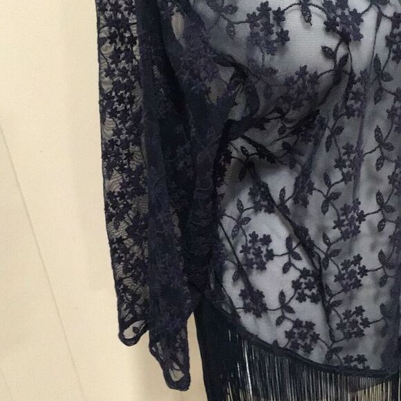 Wrap, H & M Womens Blue Wrap, L, Lace with fringe - Picture 4 of 9